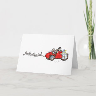Tarjeta Boda de moto customizada y sidecar de novios