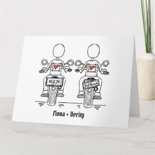 Tarjeta Boda de motocicleta de dos novias