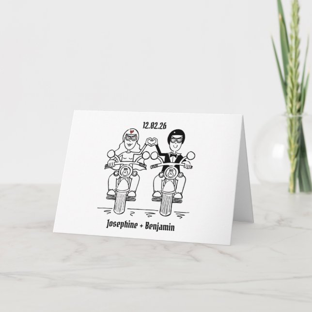 Tarjeta Boda de Motocicletas para Moteros (Anverso)
