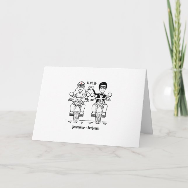 Tarjeta Boda de Motocicletas para Moteros (Anverso)