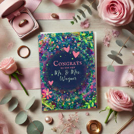 Tarjeta Boda de nombre personalizado moderno morado elegan