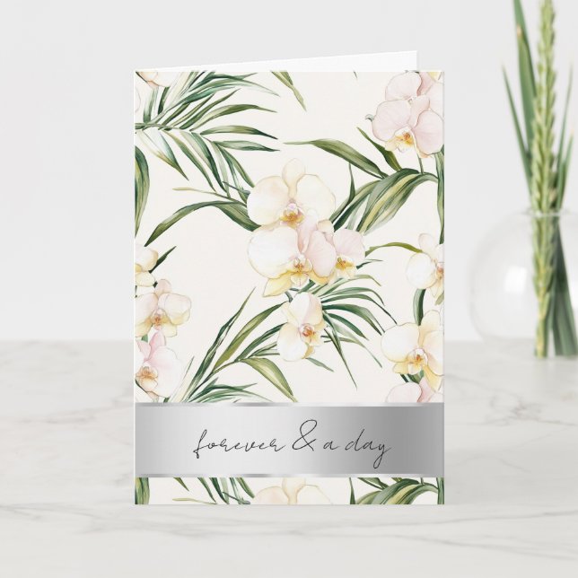 Tarjeta Boda de orquídeas de crema blanca bonito (Anverso)