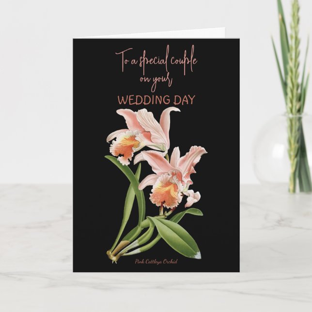 Tarjeta Boda de orquídeas rosadas (Anverso)