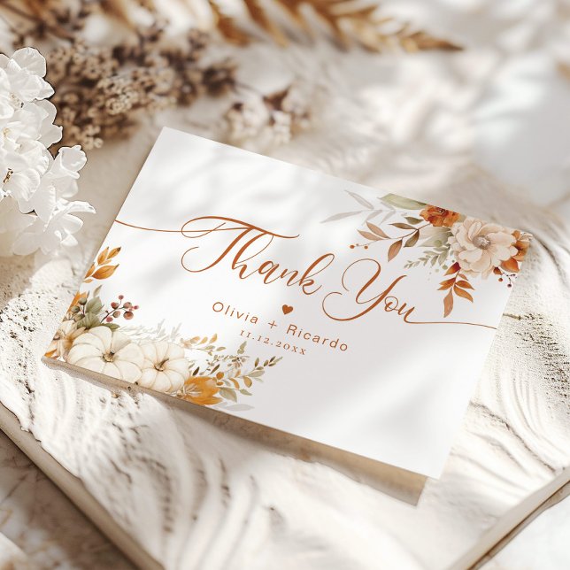 Tarjeta Boda de otoño moderno gracias (Subido por el creador)
