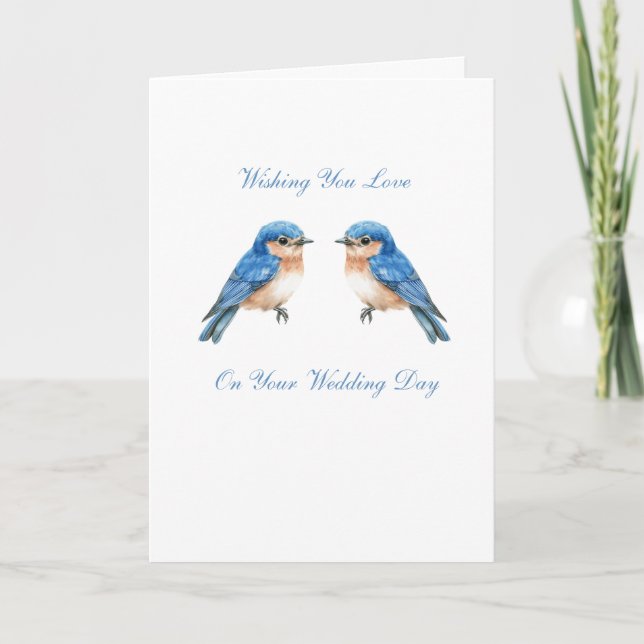Tarjeta Boda de Pájaros Azules (Anverso)