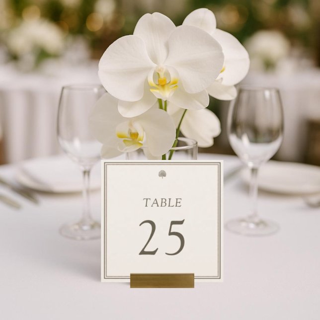 Tarjeta Boda de palmas tropicales de marfil números de tab (Elegant Ivory & Palm Icon Wedding Table Number – Perfect for Tropical & Destination Weddings.)