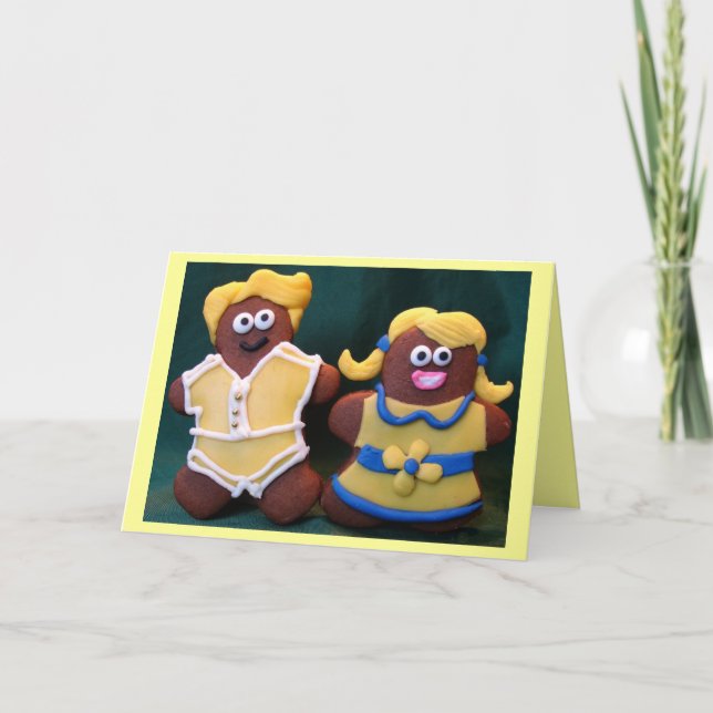 Tarjeta Boda de pareja Cute Gingerbread (Anverso)