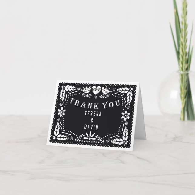Tarjeta Boda de picado negro (Anverso)