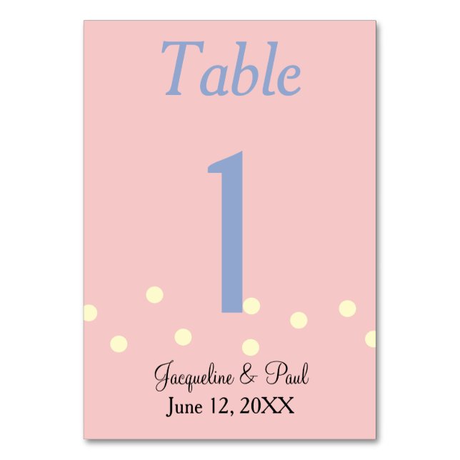 Tarjeta Boda de puntos de polka azul y Rosa (Anverso)