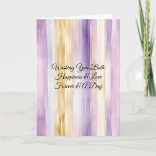 Tarjeta Boda de rayas de crema dorada lavanda púrpura boni