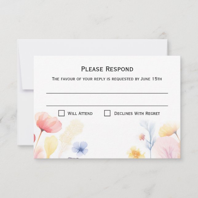 Tarjeta Boda de respuesta RSVP Floral (Anverso)