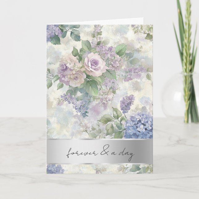 Tarjeta Boda de Rosas florales de lavanda romántica (Anverso)