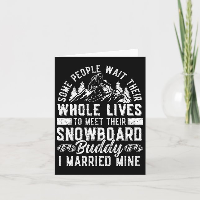 Tarjeta Boda de Snowboard Matrimonio de esposas de snowboa (Anverso)