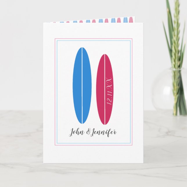 Tarjeta boda de Surfboard / felicitaciones por aniversario (Anverso)