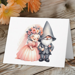 Tarjeta Boda de verano de Whimsical Garden Gnome Naranja