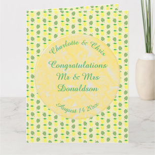 Tarjeta Boda de verano tropical Piña y hojas de palmera
