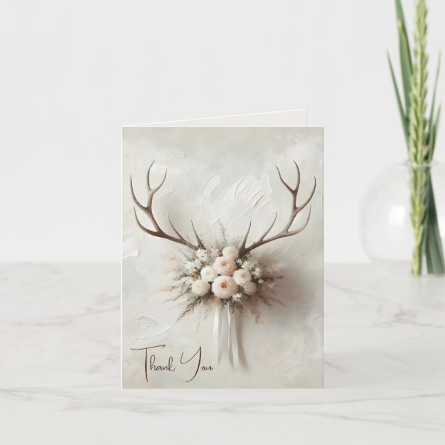 Tarjeta Boda Deer Antlers Gracias (Anverso)
