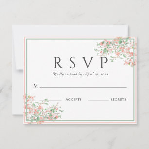 Tarjeta Boda del Boho verde y rosa botánico
