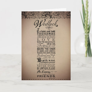 Tarjeta Boda del matrimonio que casa el poema original