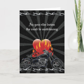 Tarjeta Boda del motociclista de amor flamante
