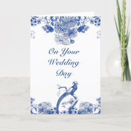 Tarjeta Boda del patrón de China floral azul y blanco