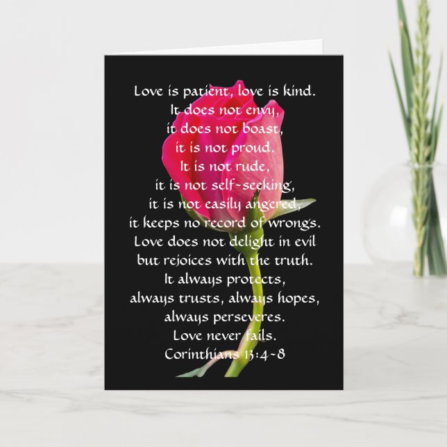 Tarjeta Boda desea amor rojo rosa corintiano versse (Anverso)
