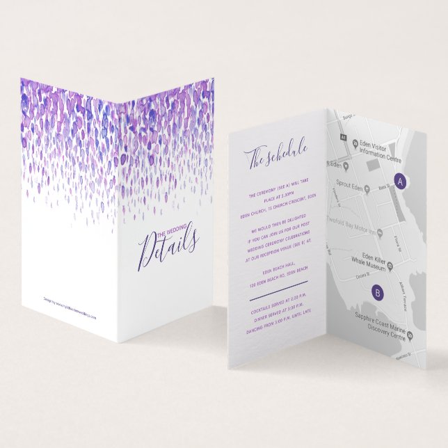 Tarjeta Boda detalles del evento mapa de planificación púr (Interior y exterior)