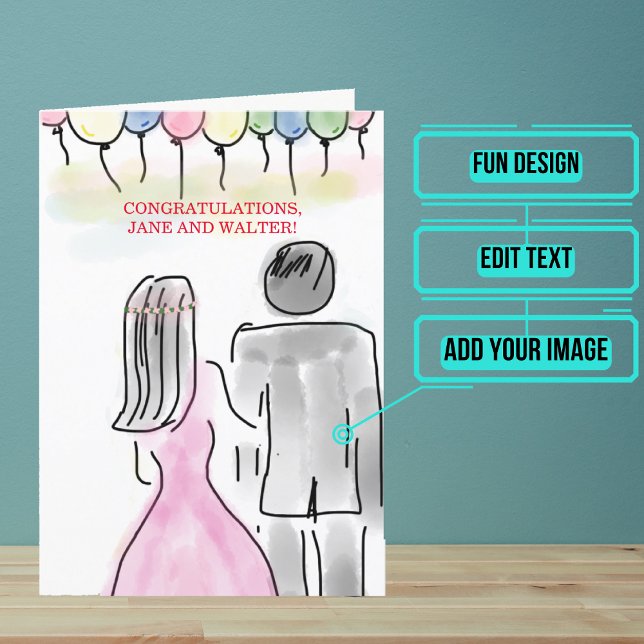 Tarjeta Boda Día felicitación Colorful Ballon Card (Send your love and congratulations with a modern and unique twist.)