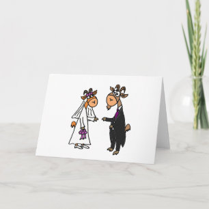 Tarjeta Boda divertida de la cabra de novia y del novio