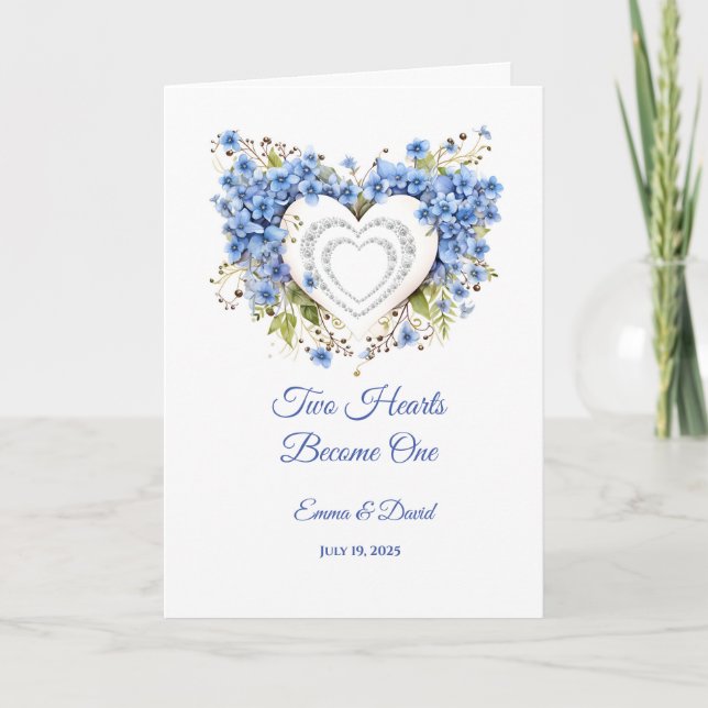 Tarjeta boda Dos Corazones Se Convierten En Uno (Anverso)