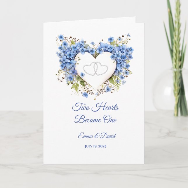 Tarjeta boda Dos Corazones Se Convierten En Uno (Anverso)
