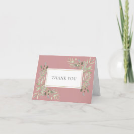 Tarjeta Boda elegante con rosa polvorienta y vegetación