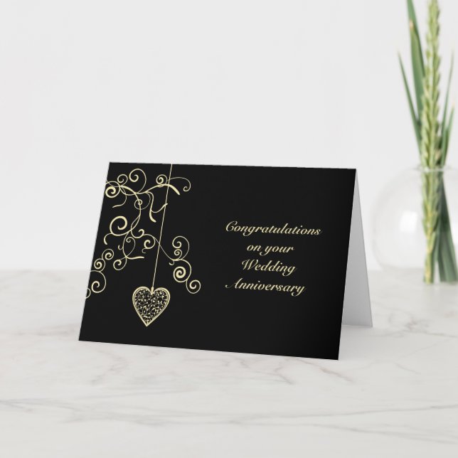 Tarjeta Boda Elegante Corazón Aniversario (Anverso)