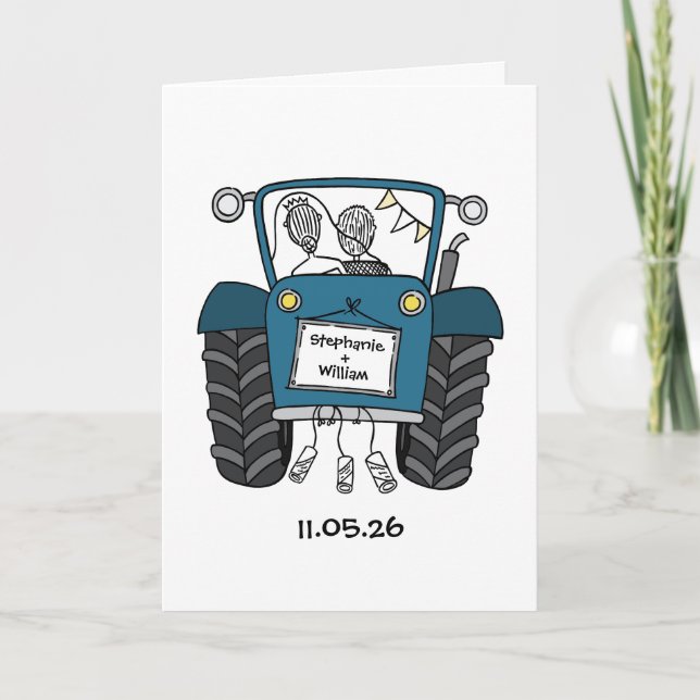 Tarjeta Boda en el país del tractor azul (Anverso)