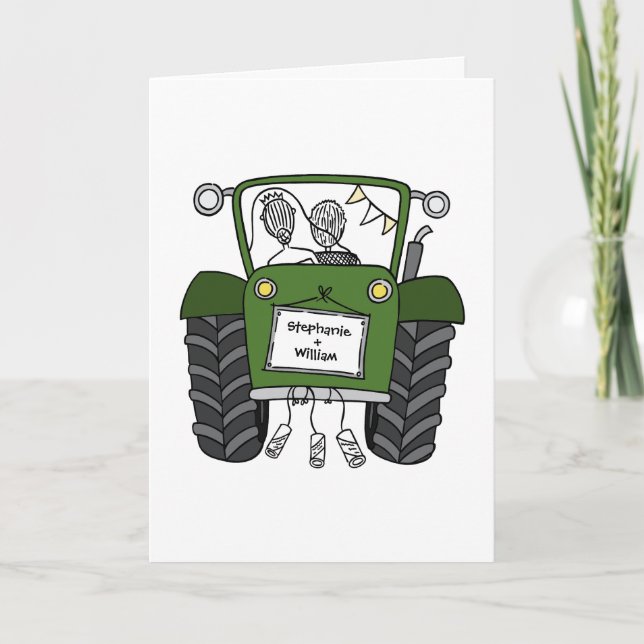 Tarjeta Boda en el país del tractor verde (Anverso)