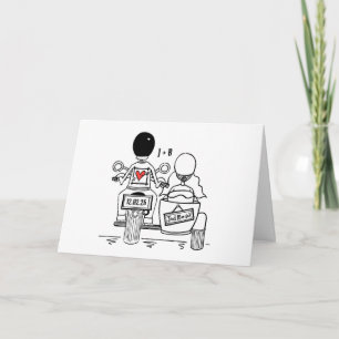 Tarjeta Boda en moto y sidecar