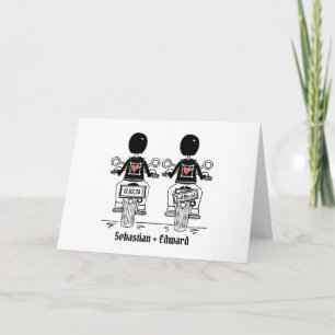Tarjeta Boda en motocicleta de dos novios
