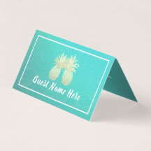 Boda Escort Table Name Tags Gold Pineapple