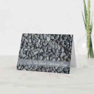 Tarjeta Boda familiar con mezcla de guijarros negros lisos