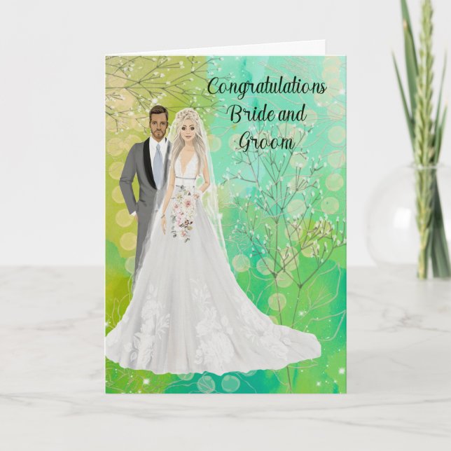 Tarjeta Boda felicita a Novia y Groom (Anverso)