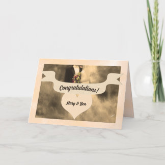 Tarjeta Boda felicita a Sepia Bride y Groom
