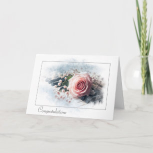 Tarjeta Boda Felicita Rosa Rosa Por Piano Vintage