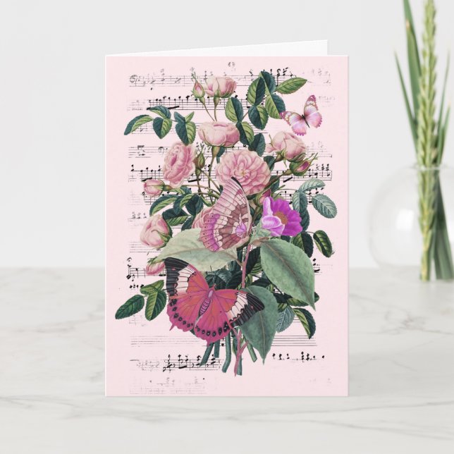 Tarjeta Boda Felicitaciones Añadir nombres Rosa Ephemera (Anverso)