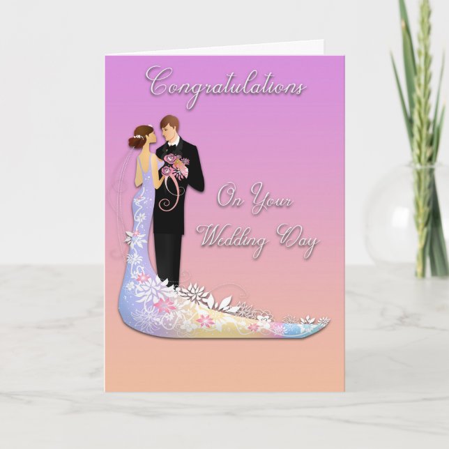 Tarjeta Boda Felicitaciones Dibujo Pareja Casada (Anverso)