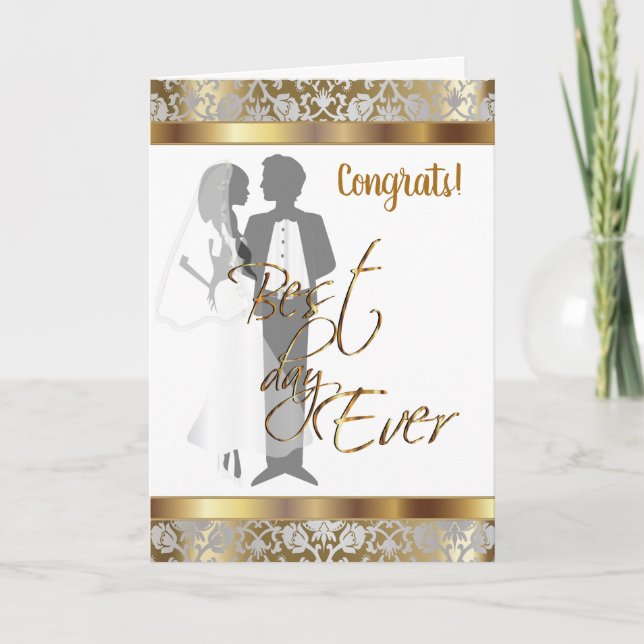 Tarjeta Boda Felicitaciones - El mejor día de la historia (Anverso)