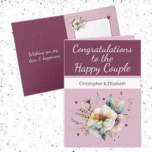 Tarjeta Boda Felicitaciones pareja de rosa floral