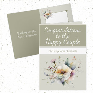 Tarjeta Boda Felicitaciones pareja de verde floral
