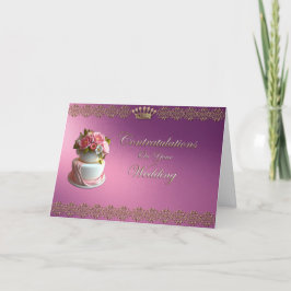 Tarjeta Boda Felicitaciones Royal Purple Gold Trim