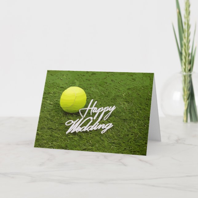 Tarjeta Boda feliz de fútbol para jugador de tenis (Anverso)
