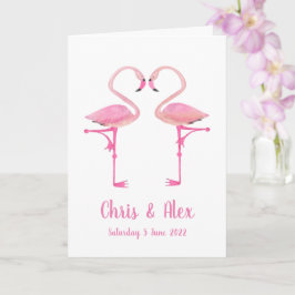 Tarjeta boda flamingos rosa